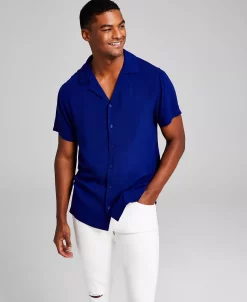 And Now This Men's Solid Short-Sleeve Button-Up Camp Shirt -Vince Camuto Sale 22394864 fpx