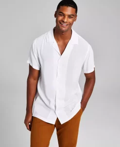 And Now This Men's Solid Short-Sleeve Button-Up Camp Shirt -Vince Camuto Sale 22394865 fpx