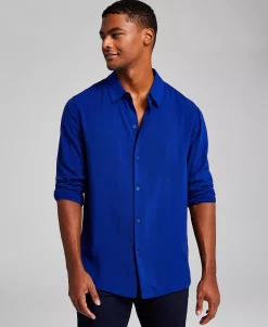 And Now This Men's Solid Long-Sleeve Resort Shirt -Vince Camuto Sale 22409801 fpx