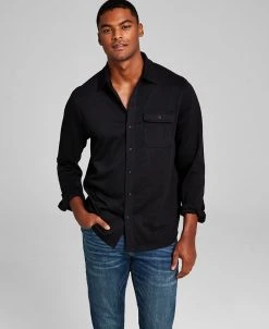 And Now This Men's Classic-Fit Solid Knit Button-Down Shirt