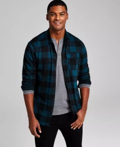 And Now This Men's Heavyweight Plaid Long-Sleeve Button-Up Shirt -Vince Camuto Sale 22409824 fpx