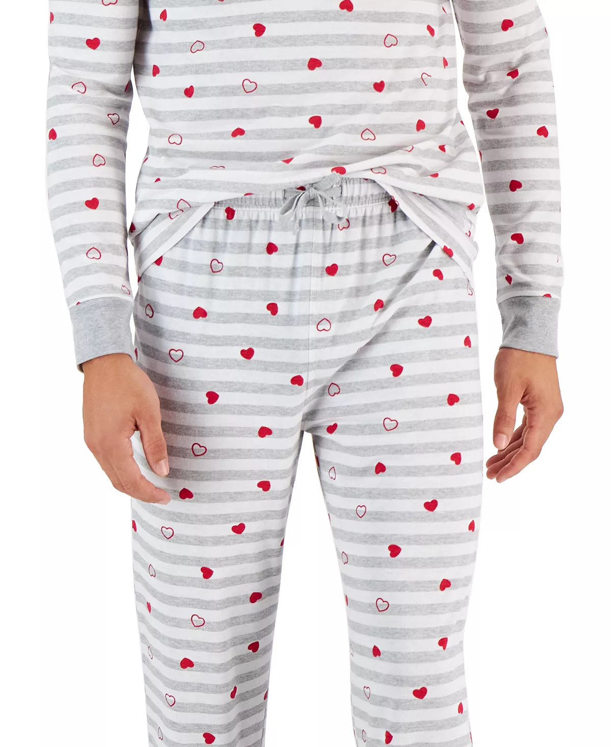 Family Pajamas Men's Hearts Striped Valentine's Day Matching Pajama Set, Created For Macy's 5 Family Pajamas Men's Hearts Striped Valentine's Day Matching Pajama Set, Created For Macy's - Image 3