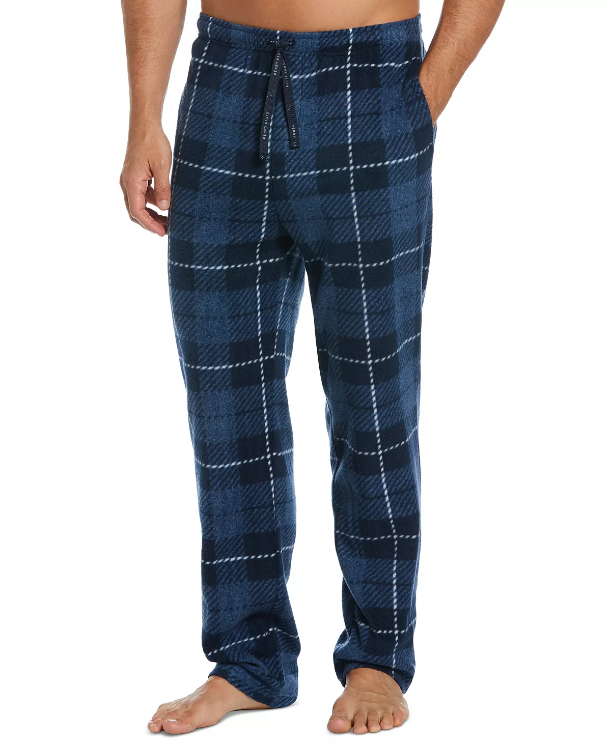 Perry Ellis Portfolio Men's Windowpane Plaid Textured Fleece Pajama Pants 5 Perry Ellis Portfolio Men's Windowpane Plaid Textured Fleece Pajama Pants - Image 3