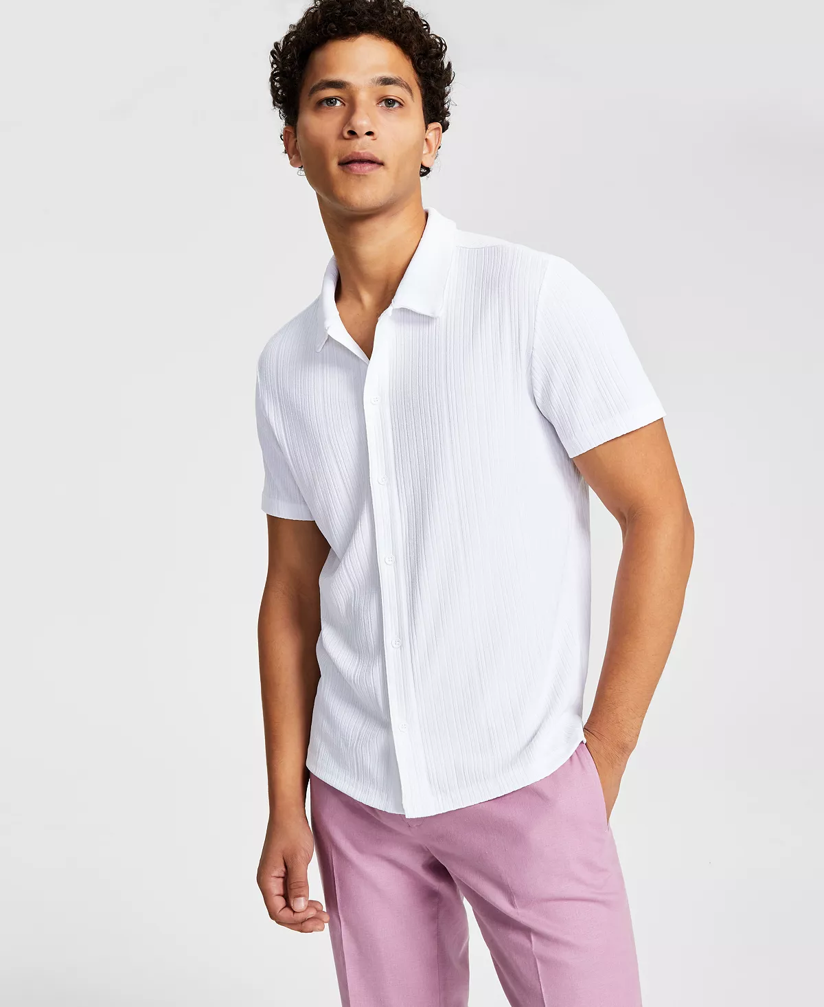 INC International Concepts Men's Rib Knit Button-Up Short-Sleeve Shirt, Created For Macy's 10 INC International Concepts Men's Rib Knit Button-Up Short-Sleeve Shirt, Created For Macy's - Image 8