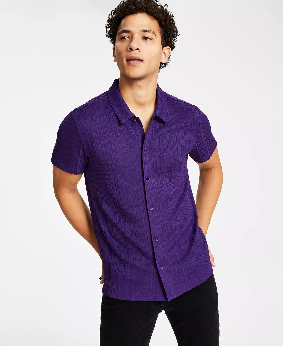INC International Concepts Men's Rib Knit Button-Up Short-Sleeve Shirt, Created For Macy's 11 INC International Concepts Men's Rib Knit Button-Up Short-Sleeve Shirt, Created For Macy's - Image 9