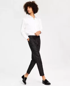 INC International Concepts Men's Lacy Slim-Fit Floral Jacquard Suit Pants, Created For Macy's -Vince Camuto Sale 22525396 fpx