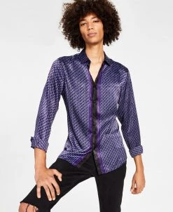 INC International Concepts Men's Ben Classic-Fit Geo-Print Button-Down Shirt, Created For Macy's