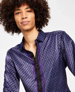 INC International Concepts Men's Ben Classic-Fit Geo-Print Button-Down Shirt, Created For Macy's -Vince Camuto Sale 22525426 fpx
