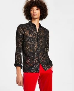 INC International Concepts Men's Stanton Long-Sleeve Floral Jacquard Shirt, Created For Macy's