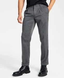 INC International Concepts Men's Classic-Fit Herringbone Pleated Suit Pants, Created For Macy's