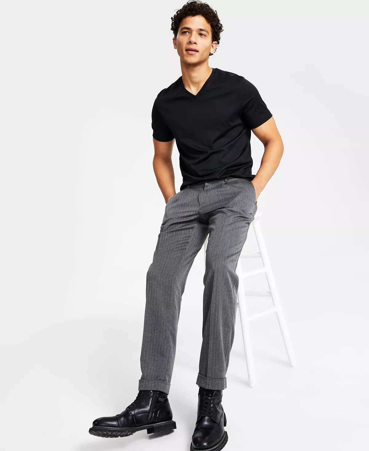 INC International Concepts Men's Classic-Fit Herringbone Pleated Suit Pants, Created For Macy's 9 INC International Concepts Men's Classic-Fit Herringbone Pleated Suit Pants, Created For Macy's - Image 7