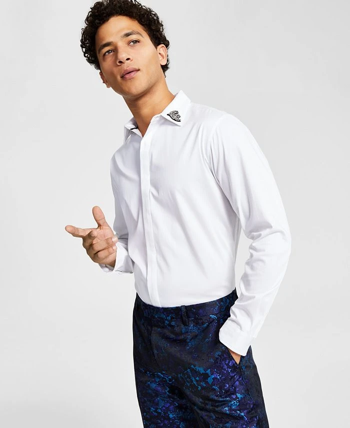 INC International Concepts Men's Long-Sleeve Embellished-Collar Shirt, Created For Macy's 3 INC International Concepts Men's Long-Sleeve Embellished-Collar Shirt, Created For Macy's