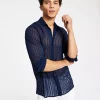 INC International Concepts Men's Long-Sleeve Sheer Vertical Striped Shirt, Created For Macy's -Vince Camuto Sale 22525735 fpx