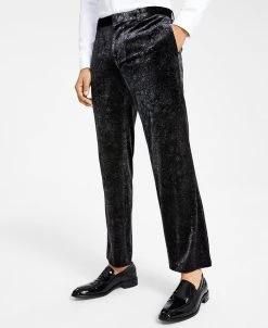 INC International Concepts Men's Slim-Fit Paisley Velvet Suit Pants, Created For Macy's