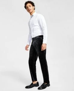 INC International Concepts Men's Slim-Fit Paisley Velvet Suit Pants, Created For Macy's -Vince Camuto Sale 22525762 fpx