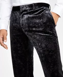 INC International Concepts Men's Slim-Fit Paisley Velvet Suit Pants, Created For Macy's -Vince Camuto Sale 22525763 fpx