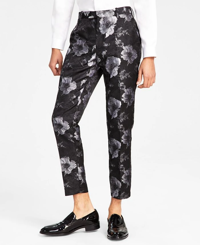 INC International Concepts Men's Elm Slim-Fit Floral Jacquard Suit Pants, Created For Macy's 3 INC International Concepts Men's Elm Slim-Fit Floral Jacquard Suit Pants, Created For Macy's