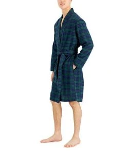 Club Room Men's Plaid Plush Flannel Robe, Created For Macy's -Vince Camuto Sale 22533487 fpx