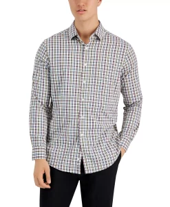 Club Room Men's Plaid Tech Woven Button-Up Shirt, Created For Macy's -Vince Camuto Sale 22573793 fpx