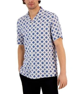Club Room Men's Silk Medallion Shirt, Created For Macy's