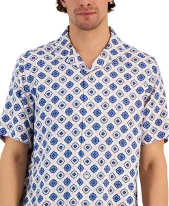 Club Room Men's Silk Medallion Shirt, Created For Macy's -Vince Camuto Sale 22601036 fpx