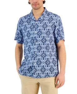 Club Room Men's Silk Floral Medallion Shirt, Created For Macy's