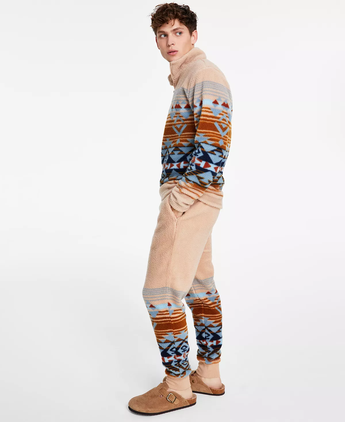 Sun + Stone Men's Desert Snow Geo-Print Fleece Joggers, Created For Macy's 8 Sun + Stone Men's Desert Snow Geo-Print Fleece Joggers, Created For Macy's - Image 6