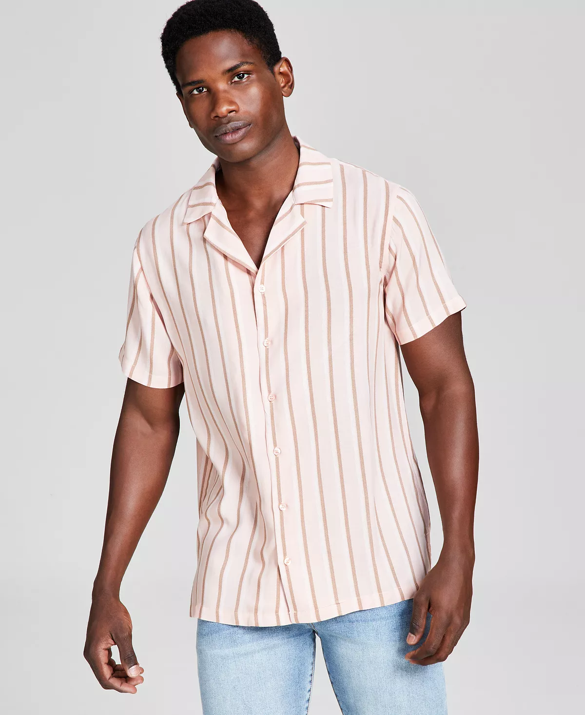 And Now This Men's Striped Woven Short Sleeve Camp Shirt, Created For Macy's 9 And Now This Men's Striped Woven Short Sleeve Camp Shirt, Created For Macy's - Image 7