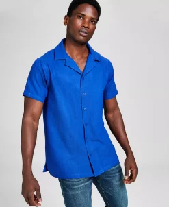 And Now This Men's Solid Short Sleeve Camp Shirt, Created For Macy's -Vince Camuto Sale 22677589 fpx