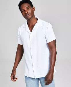And Now This Men's Solid Short Sleeve Camp Shirt, Created For Macy's -Vince Camuto Sale 22677601 fpx