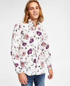 INC International Concepts Men's Jesse Classic-Fit Long Sleeve Floral Print Shirt, Created For Macy's