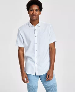 INC International Concepts Men's Regular-Fit Linen Shirt, Created For Macy's -Vince Camuto Sale 22685334 fpx