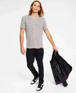 INC International Concepts Men's Dawson Classic-Fit Short-Sleeve Geo Print Camp Shirt, Created For Macy's -Vince Camuto Sale 22685394 fpx