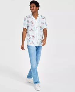 INC International Concepts Men's Jason Classic-Fit Short-Sleeve Abstract Print Camp Shirt, Created For Macy's -Vince Camuto Sale 22685465 fpx