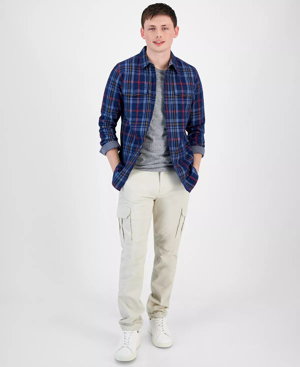 Sun + Stone Men's Mitchell Plaid Shirt, Created For Macy's 5 Sun + Stone Men's Mitchell Plaid Shirt, Created For Macy's - Image 3