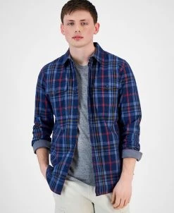 Sun + Stone Men's Mitchell Plaid Shirt, Created For Macy's