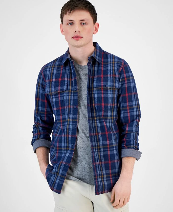Sun + Stone Men's Mitchell Plaid Shirt, Created For Macy's 3 Sun + Stone Men's Mitchell Plaid Shirt, Created For Macy's