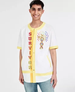Sun + Stone Men's Vivek Hope Classic-Fit Printed Baseball Shirt, Created For Macy's -Vince Camuto Sale 22770899 fpx