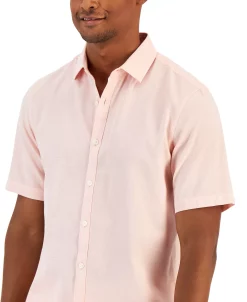 Alfani Men's Short-Sleeve Solid Textured Shirt, Created For Macy's -Vince Camuto Sale 22822791 fpx
