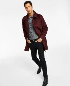 Alfani Men's Straight-Fit Twill Pants, Foulard-Print Button-Down Shirt & Balmacaan Plaid-Pattern Top Coat, Created For Macy's