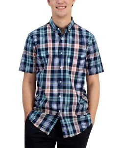 Club Room Men's Nomad Classic-Fit Plaid Button-Down Poplin Shirt, Created For Macy's