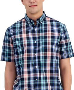 Club Room Men's Nomad Classic-Fit Plaid Button-Down Poplin Shirt, Created For Macy's -Vince Camuto Sale 22824544 fpx