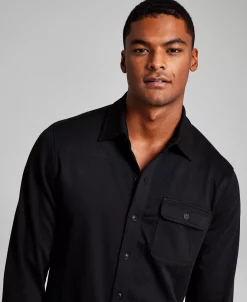 And Now This Men's Classic-Fit Solid Knit Button-Down Shirt -Vince Camuto Sale 22877482 fpx
