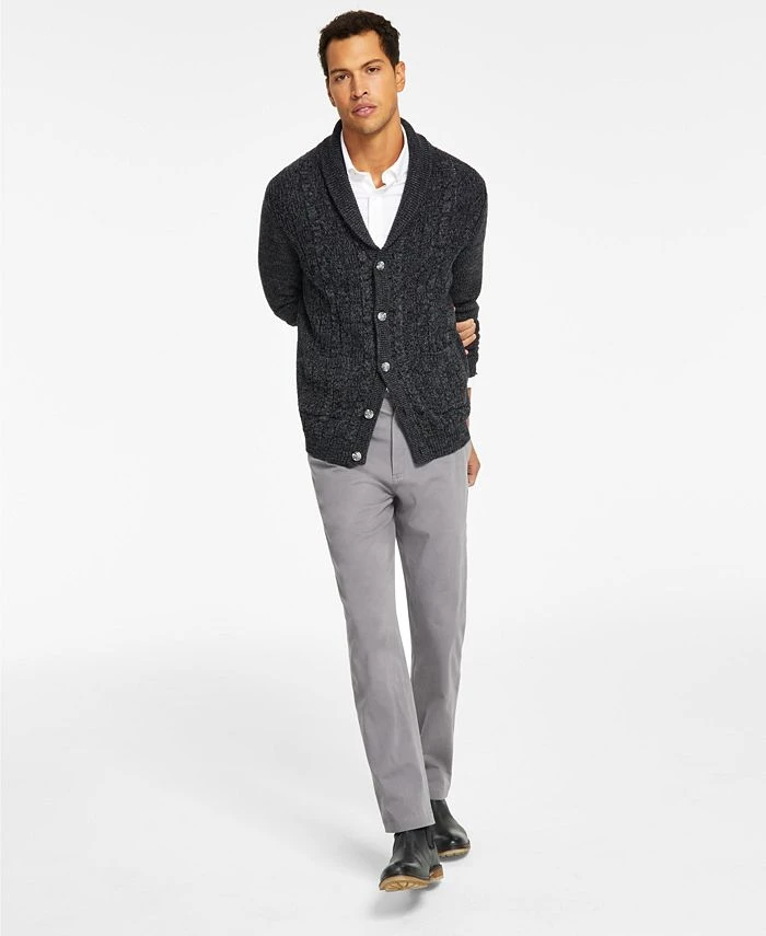 Club Room Men's Chunky Shawl Collar Cardigan, Solid Stretch Oxford Button-Down Shirt & Four-Way Stretch Pants, Created For Macy's 3 Club Room Men's Chunky Shawl Collar Cardigan, Solid Stretch Oxford Button-Down Shirt & Four-Way Stretch Pants, Created For Macy's