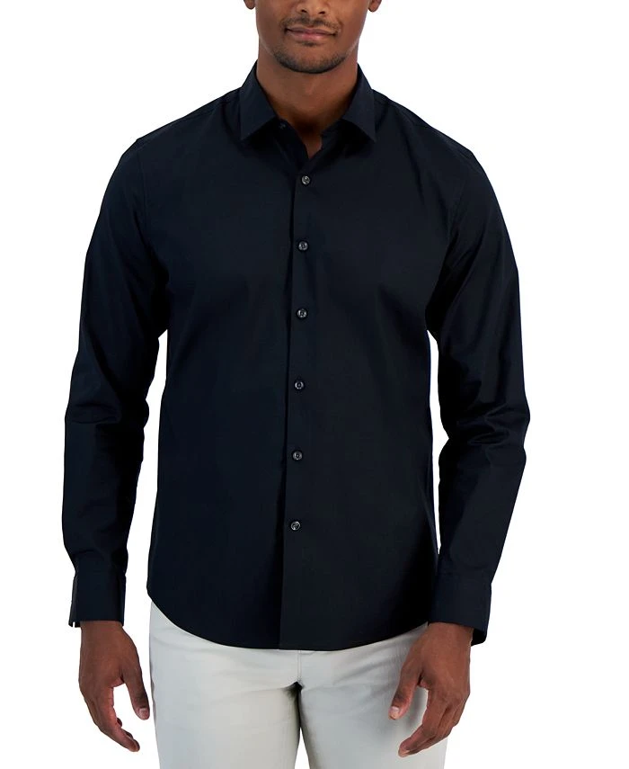 Alfani Men's Modern Classic-Fit Stretch Solid Button-Down Shirt, Created For Macy's 3 Alfani Men's Modern Classic-Fit Stretch Solid Button-Down Shirt, Created For Macy's