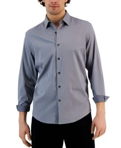 Alfani Men's Modern Classic-Fit Stretch Dot Dobby Button-Down Shirt, Created For Macy's