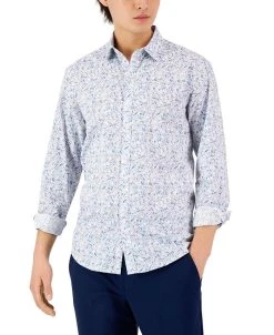 Alfani Men's Long-Sleeve Abstract Floral Print Shirt, Created For Macy's