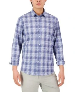 Alfani Men's Long-Sleeve Domina Plaid Yarn-Dyed Shirt, Created For Macy's