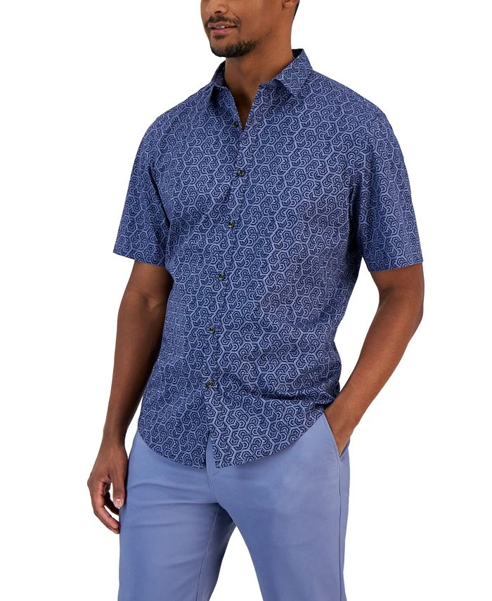 Alfani Men's Honey Classic-Fit Stretch Geo-Print Button-Down Shirt, Created For Macy's 3 Alfani Men's Honey Classic-Fit Stretch Geo-Print Button-Down Shirt, Created For Macy's