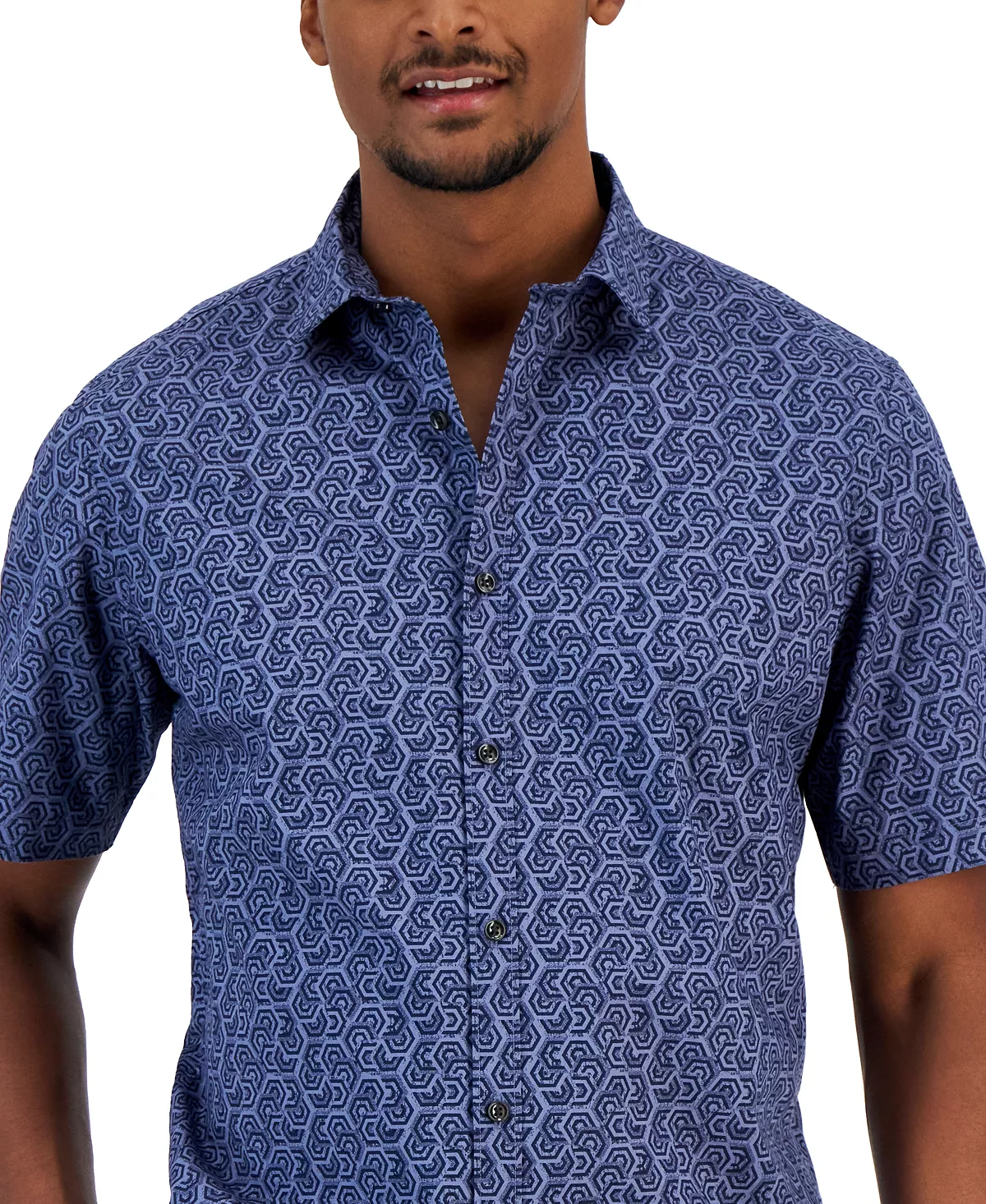 Alfani Men's Honey Classic-Fit Stretch Geo-Print Button-Down Shirt, Created For Macy's 5 Alfani Men's Honey Classic-Fit Stretch Geo-Print Button-Down Shirt, Created For Macy's - Image 3